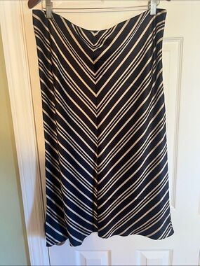 Banana Republic Navy and Cream Diagonal Stripe A-Line Skirt